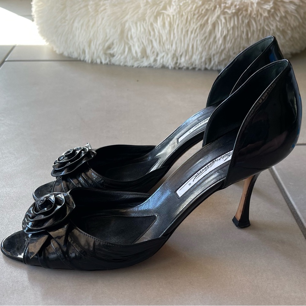 Brian Atwood Patent Peeptoe made jn Italy 39.5  8.5